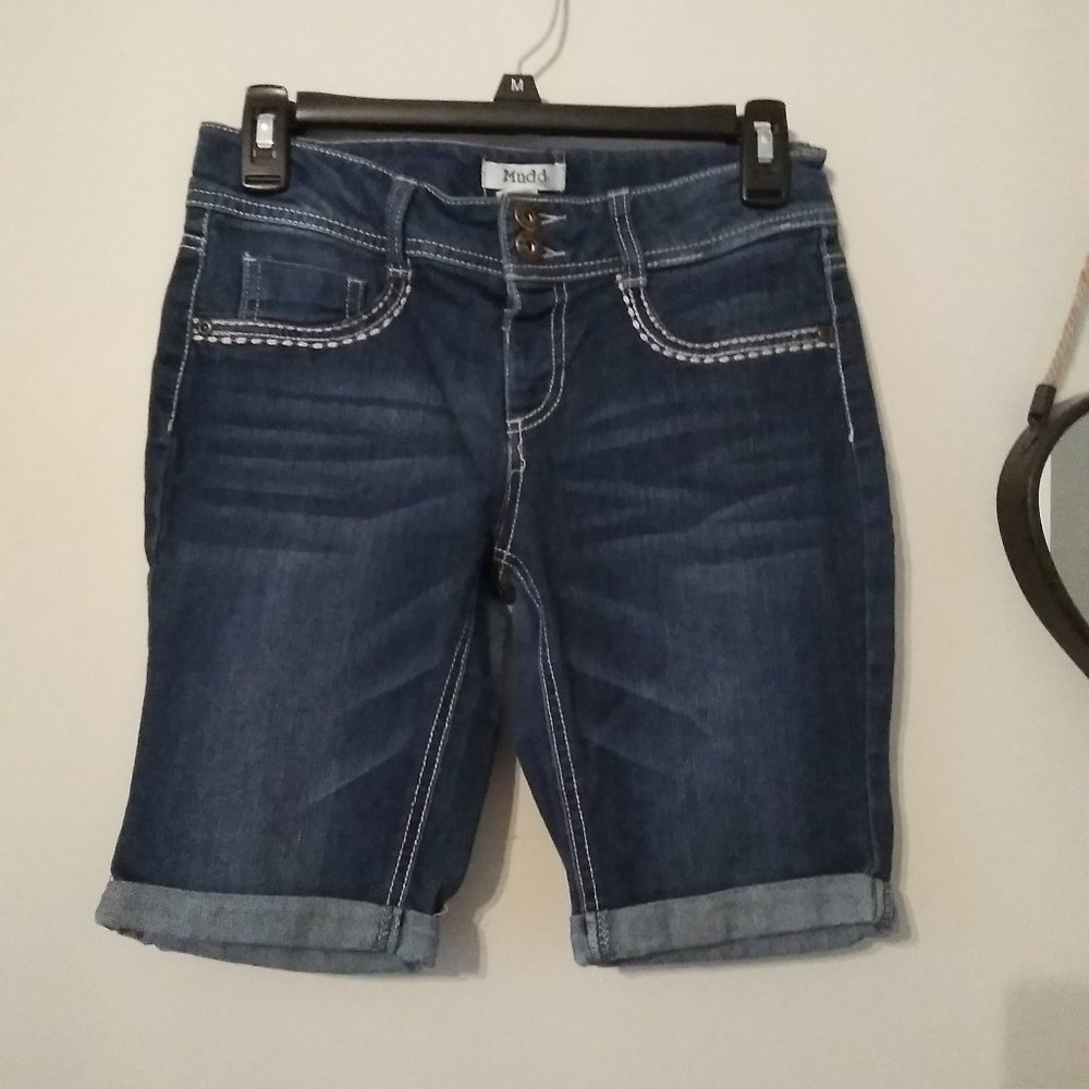 Mudd dark blue long shorts size 16 in girls